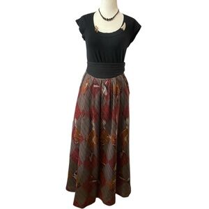 Vintage Wool blend handmade A-line Maxi skirt with pockets